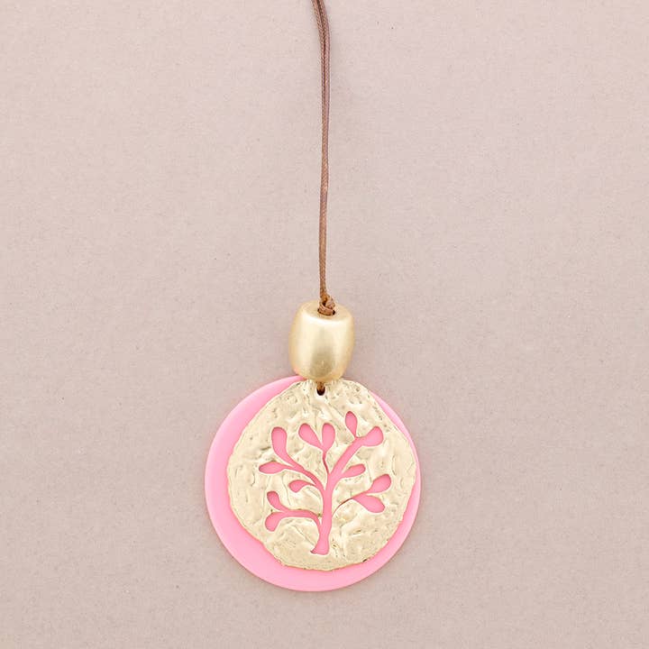 Sonata - Vente Colliers à pendentif - Collier long avec pendentif en résine métallique Medallon3