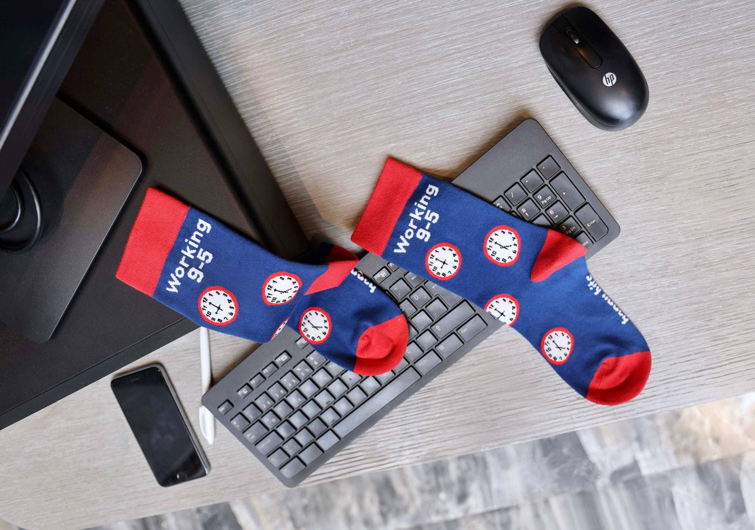 Happy Bits Socks - Wholesale Sokken - Uniseks - Werken 9-5 Bamboe Sokken| Klok Sokken| Blauwe Bamboe Sokken4