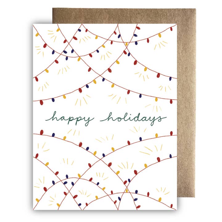 Set con 8 cartoncini - Happy Holiday Lights per la vendita all'ingrosso da parte di Maija Rebecca Hand Drawn