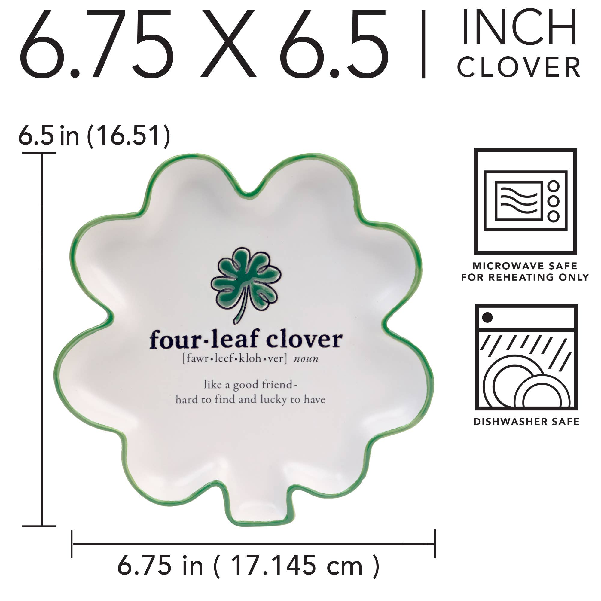 Certified International – wholesale Förrättsservering – St Patricks Day 6.5in Shamrock-formad tidbit med ordstäv2