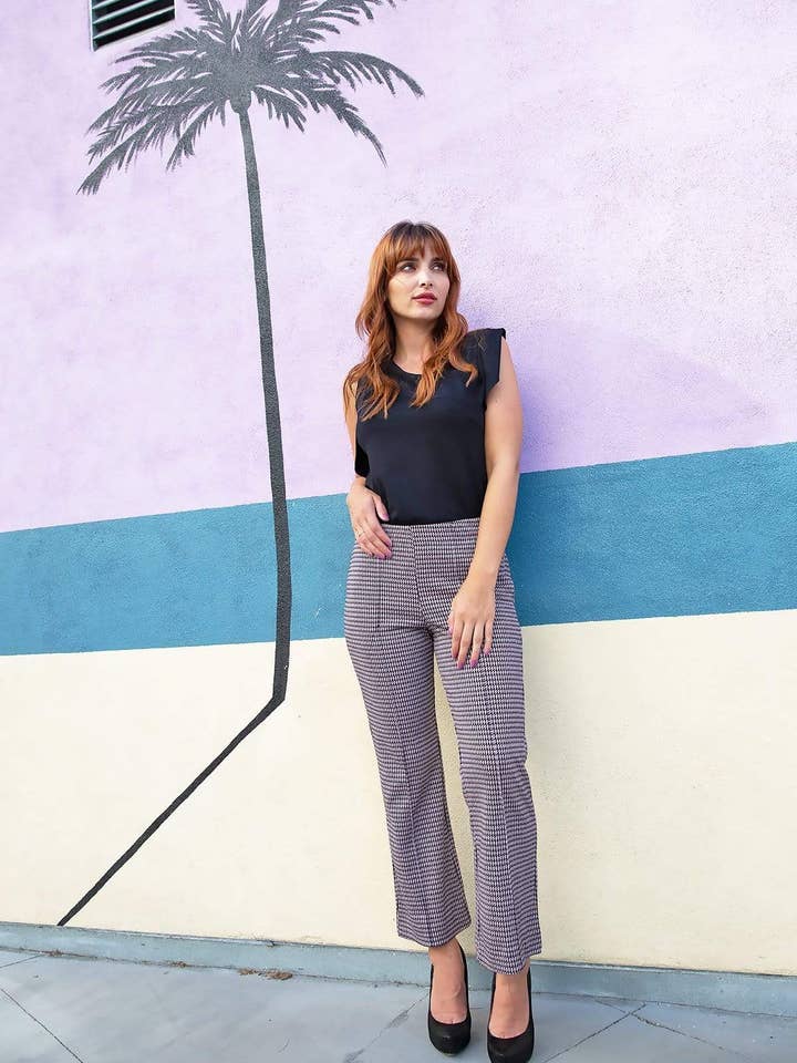 Houndstooth Flare Pants for wholesale by Eva Franco