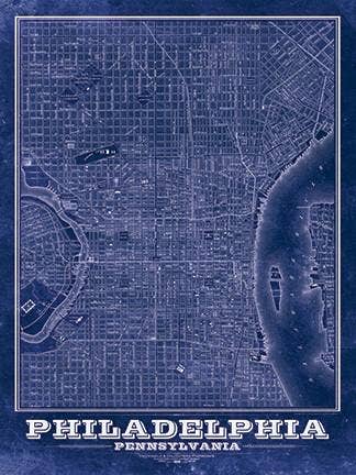 Philadelphia Vintage Mapa por atacado de LOST DOG art & frame