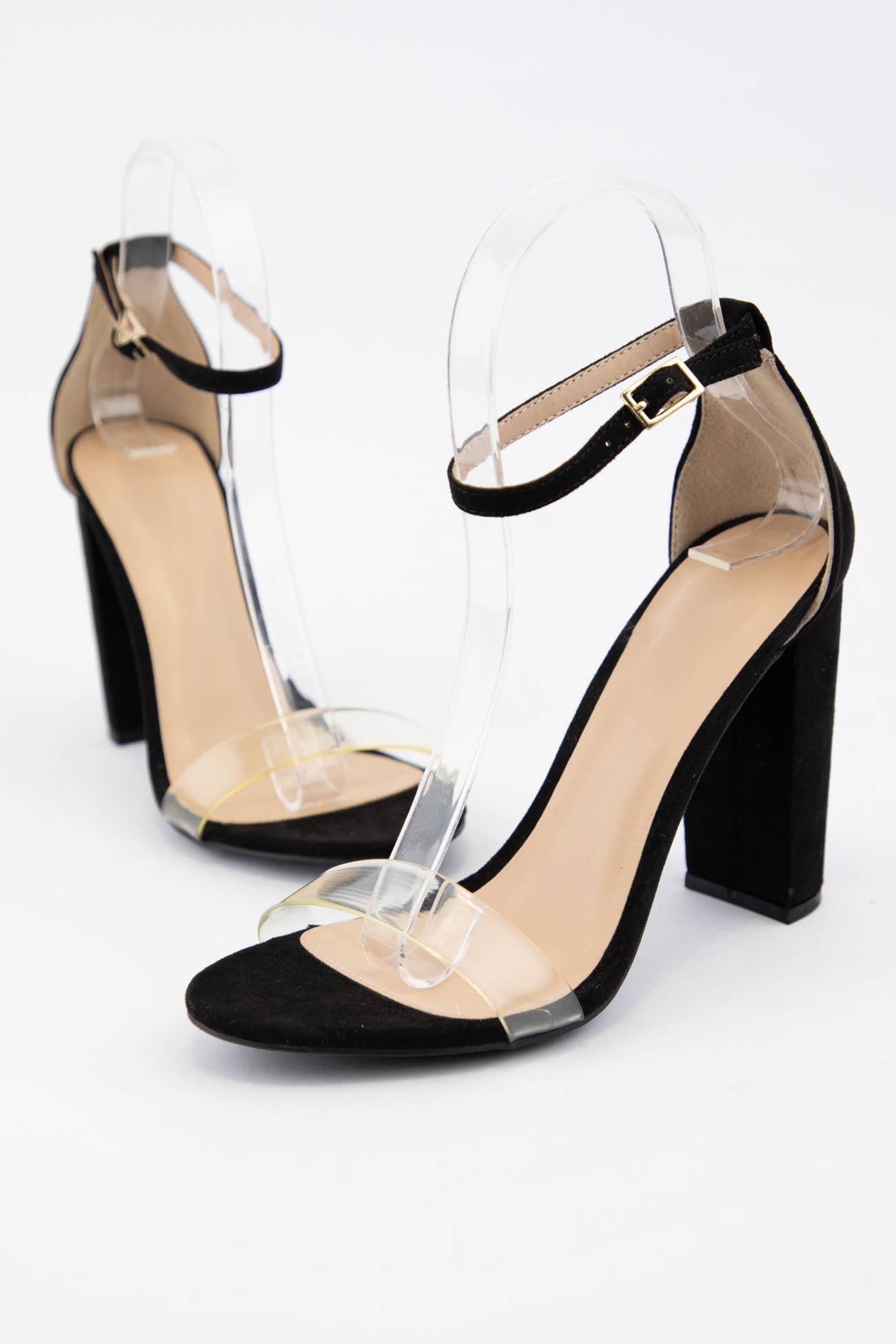 BLACK WEEKLY DEAL MORRIS-133 CLEAR UPPER ANKLE STRAP HEEL for wholesale on Faire2