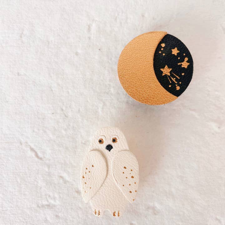 du vent dans mes valises - Wholesale Brooch - Celestial brooch waxing moon, the soft starry night