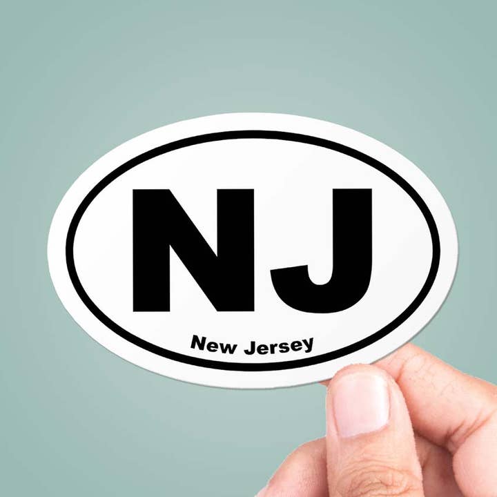 New Jersey NJ State Oval Sticker Vinyl Decal for wholesale by CJ's Sticker Shop