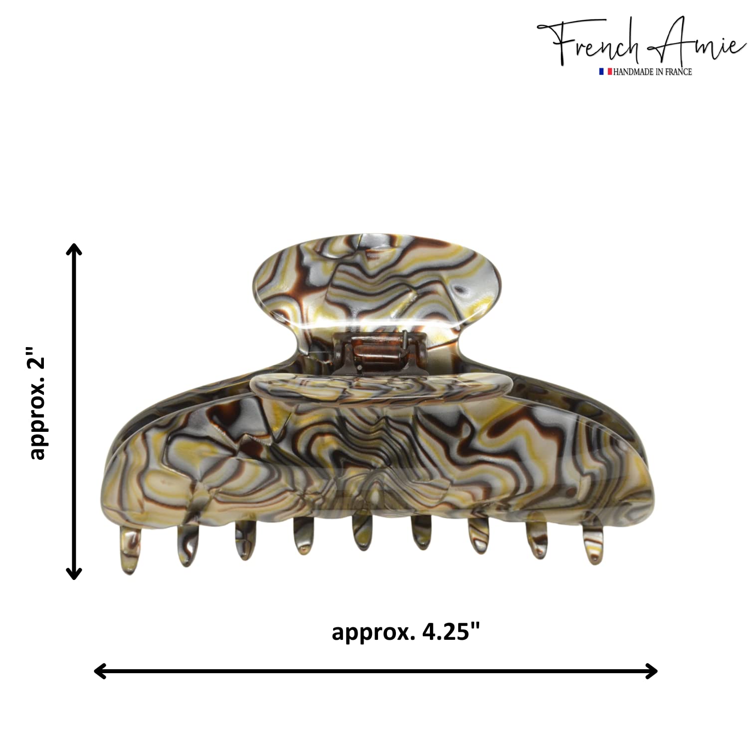 Parcelona - Wholesale Hair Clip - Women's - French Amie Thin Oval Large 4 1/4” Handmade Celluloid Jaw Hair Claw for Women41