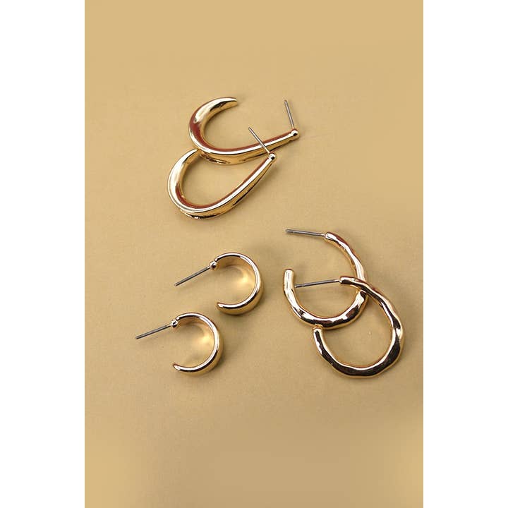 GOLD TRIO HOOP EARRING SET | 71E2208190 for wholesale on Faire