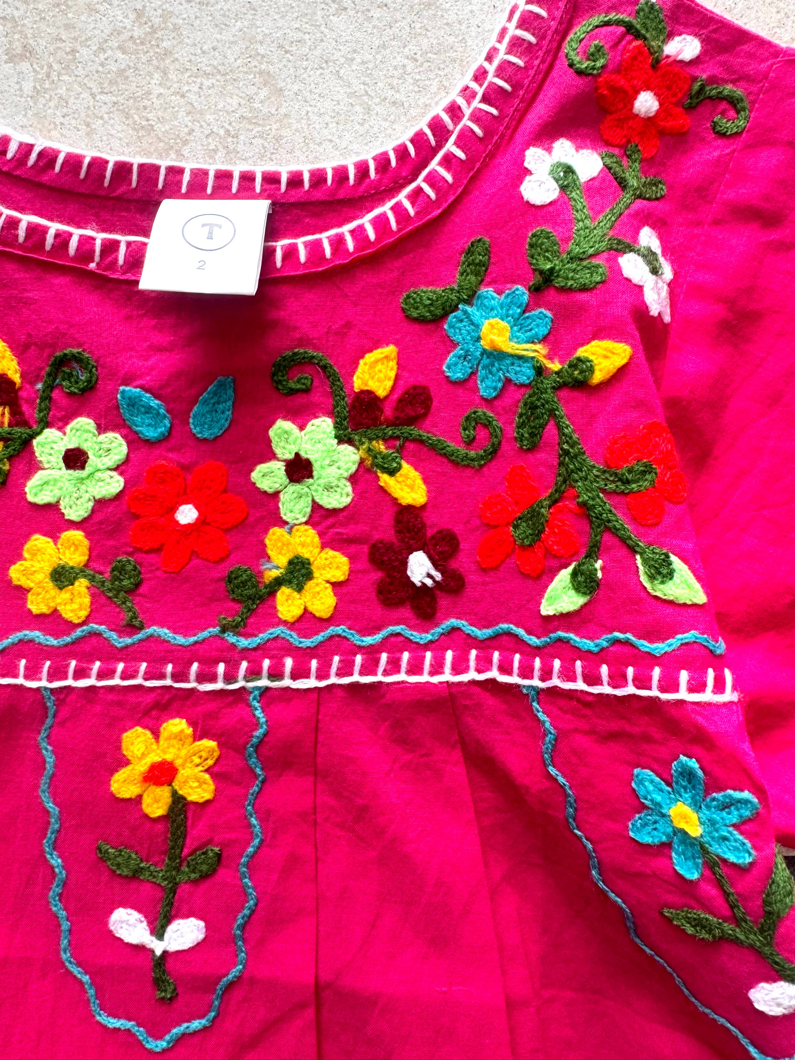 Girls Embroidery Dress_Flower( Fuchsia Color) for wholesale on Faire1