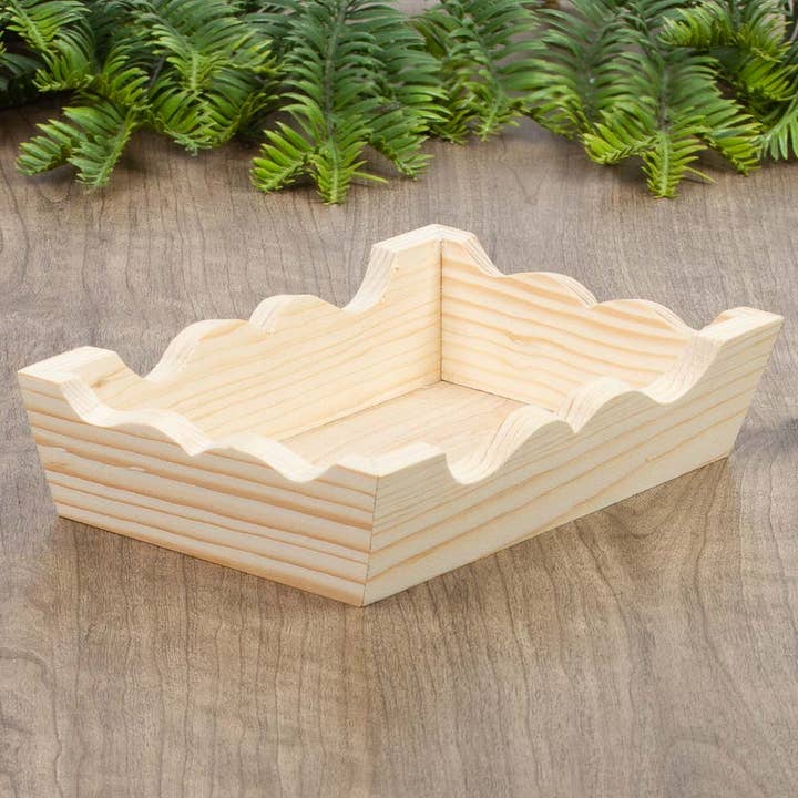 Bandeja de Madera Pequeña con Borde Festoneado – Cesta de Regalo y Manualidades DIY para venta al por mayor de Factory Direct Craft