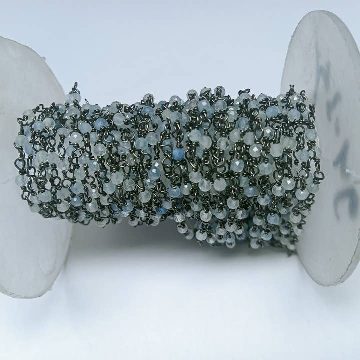 Natuurlijke aquamarijn kralen ketting met draadwikkeling 3-3,5 mm voor wholesale door Rishi Jewelry