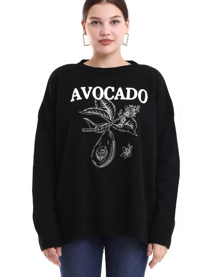 AVOCADO PRINTED KNIT SWEATER for wholesale by Cloth Cube