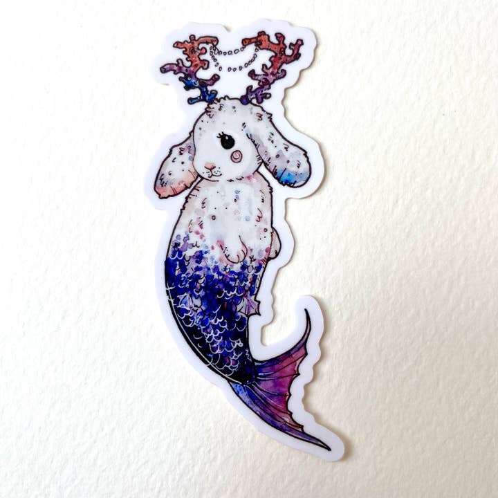 Aquabun - Wholesale Sticker - Jackalope Mermaid Bunny Sticker