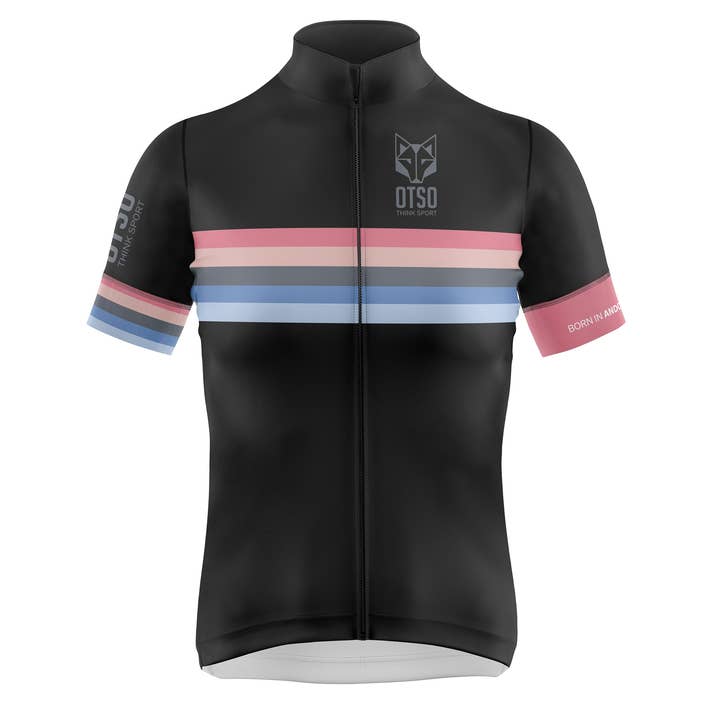 Cykeltrøje til kvinder med korte ærmer og striber i sort for engroshandel hos OTSO