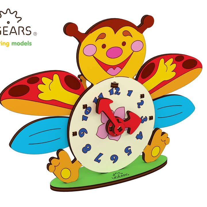 Clock Kids Wooden Model for Coloring Self Assembling Ugears for wholesale by Ukrainian bridge