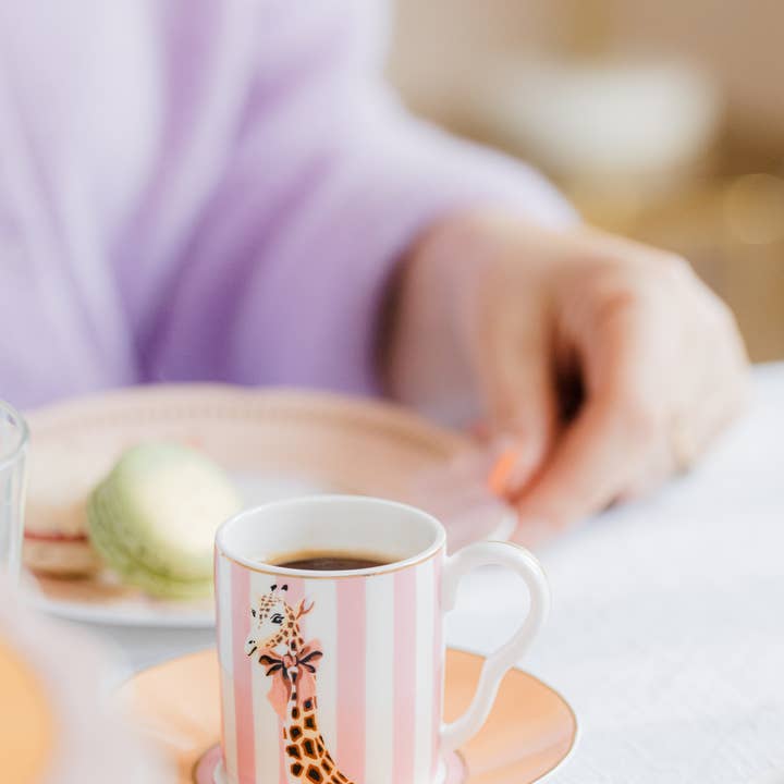 Yvonne Ellen - Wholesale Coffee/Tea Cup - Yvonne Ellen Animal Espresso Cup & Saucers, Set of 2