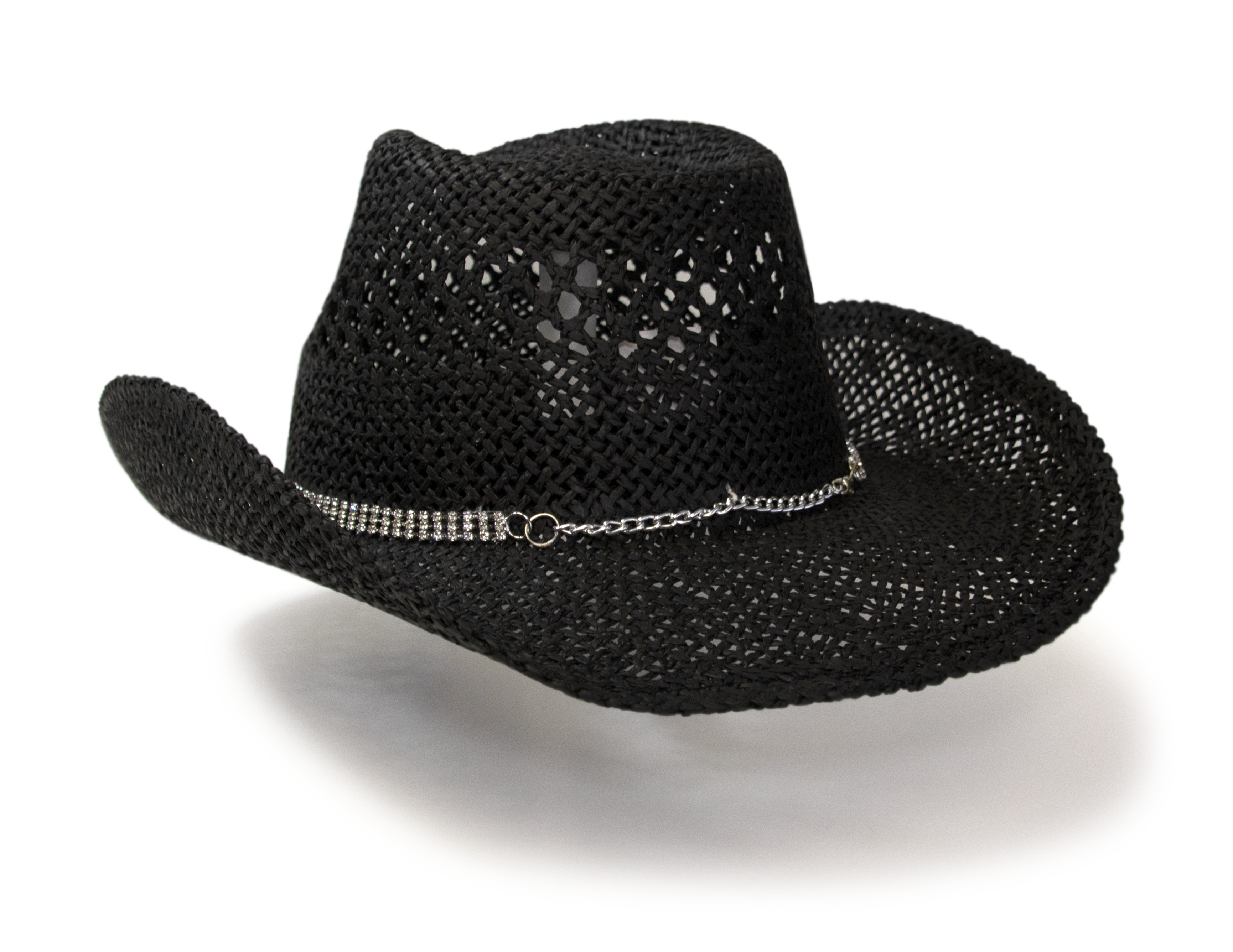 Western Express - Vendita all'ingrosso Cappello da cowboy - Donna - Cappello da Cowboy Nero Intrecciato con Fascia di Strass2