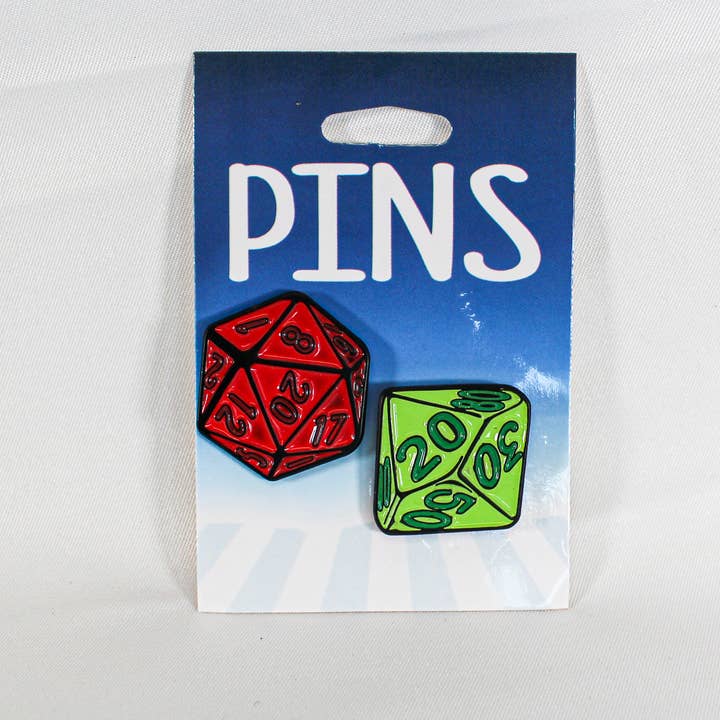 Red and Green Dice Lapel Pin Set for wholesale by Kalan