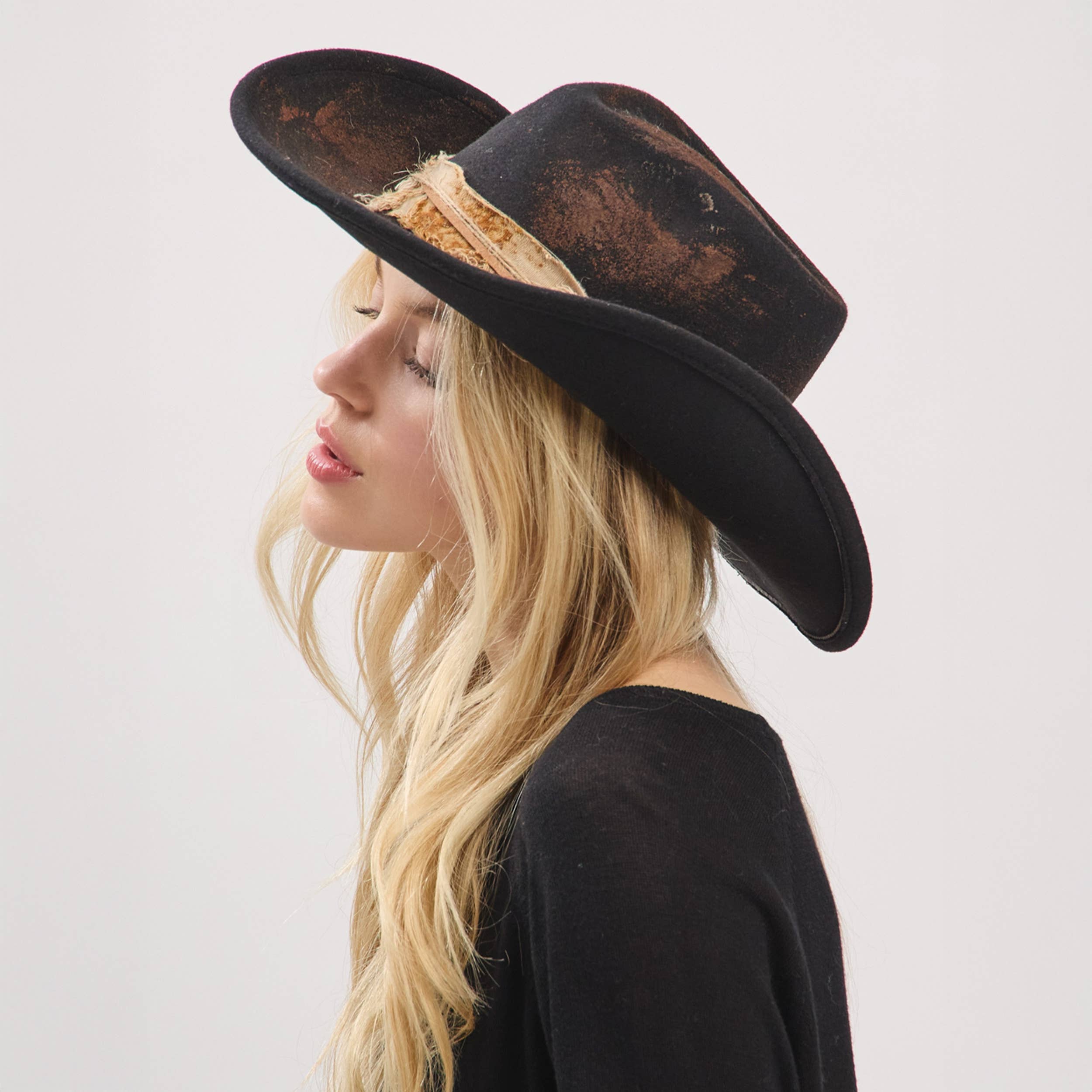 Hana - Wholesale Cowboy Hat - Women's - Rustic Cowgirl with Feather Fedora Hat6