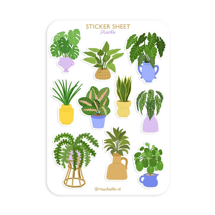 A6 sticker sheet/sticker sheet - colorful house plants for wholesale by Muchable
