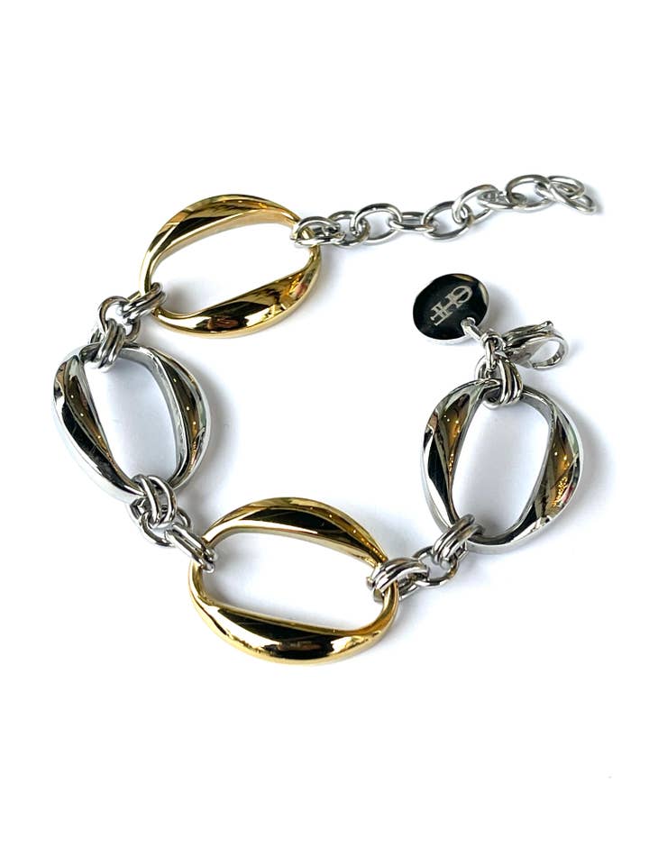 Kensington Bracciale a maglie ovali bicolore per la vendita all'ingrosso da parte di AMD COLLECTIVE