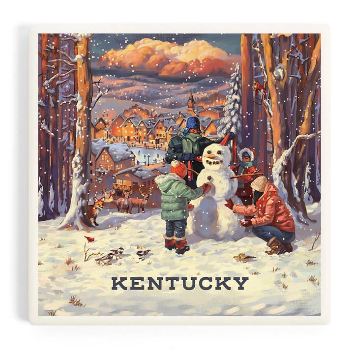 SOTTOBICCHIERE IN CERAMICA Kentucky, Merry & Bright Vintage Snowman per la vendita all'ingrosso da parte di Lantern Press