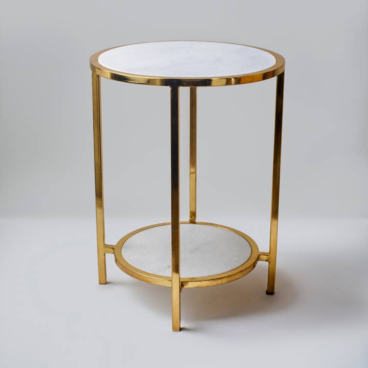 Atolia Designs - Wholesale Coffee Table - Marble Golden Round Side Table0