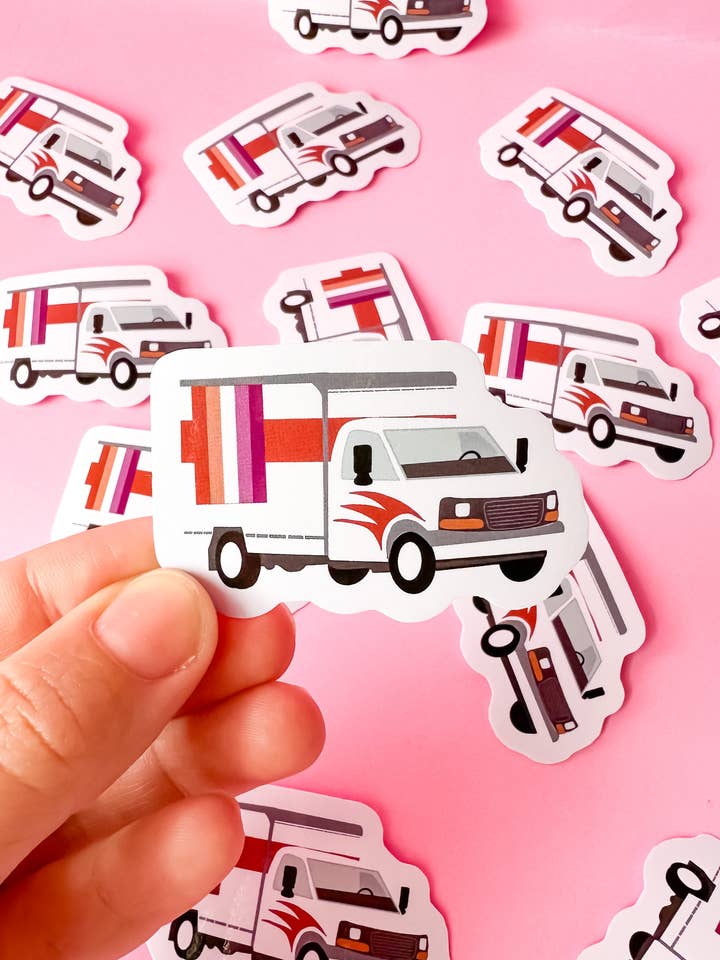 Lesbian Moving Truck Sticker for wholesale by Rainbow Certified