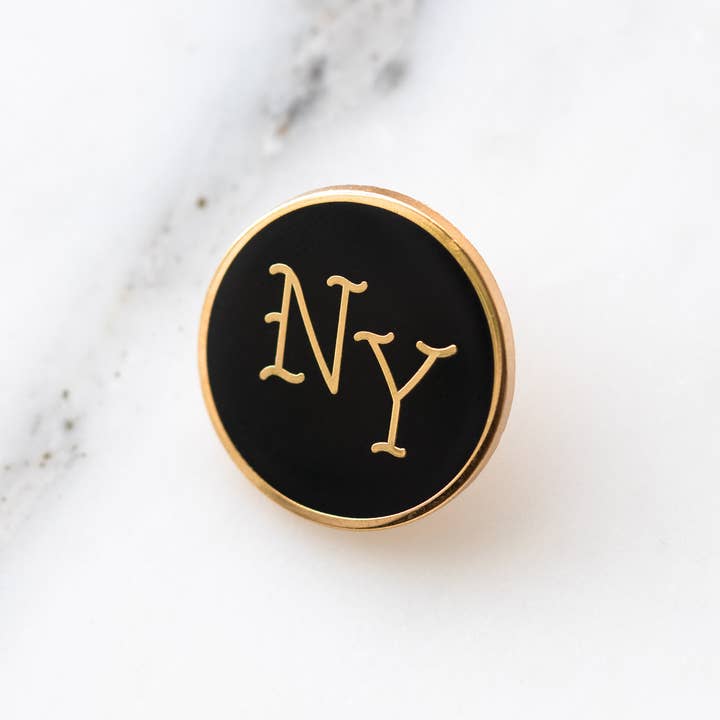Round NY Pin for wholesale by Everyday Olive