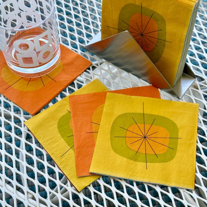 Set di tovaglioli da cocktail in carta multicolore Atomic per la vendita all'ingrosso da parte di Destination PSP