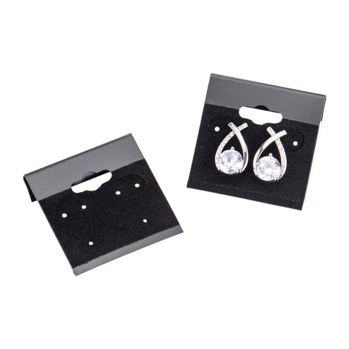 Store Supply Warehouse - Wholesale Jewelry Stand & Display - 1 ½" Black Square Velour Earring Cards - Pack of 100