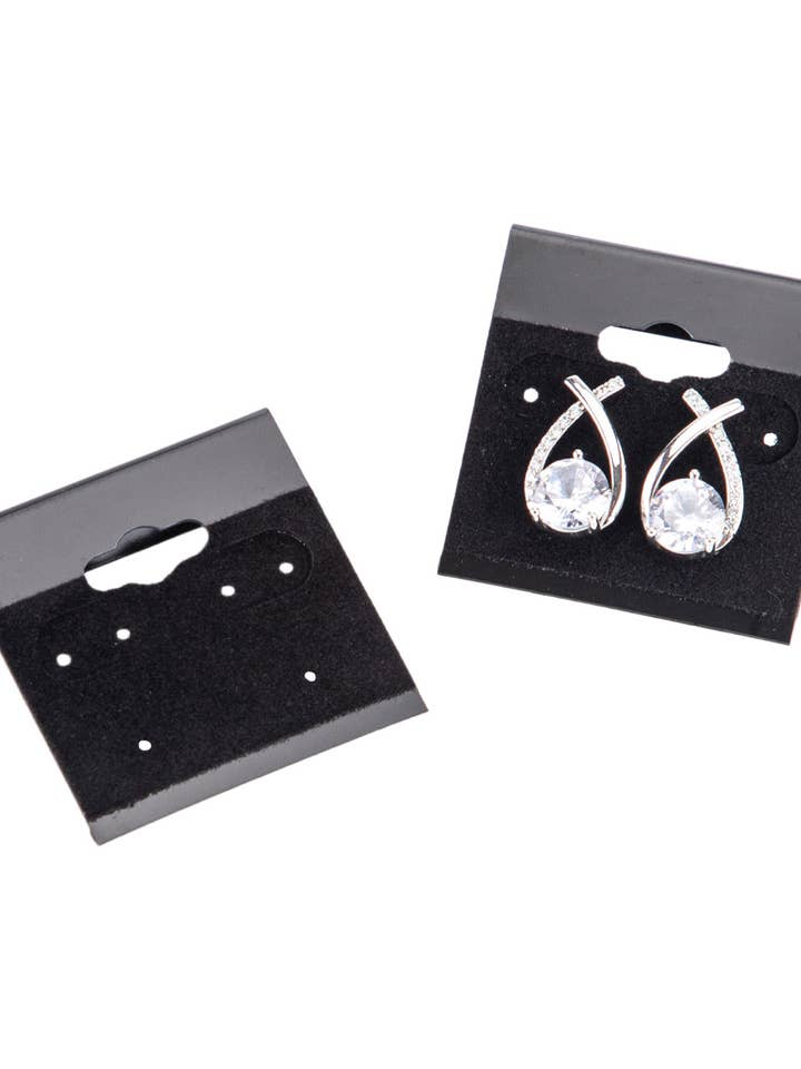 1 ½" Black Square Velour Earring Cards - Pack of 100 for wholesale by Store Supply Warehouse