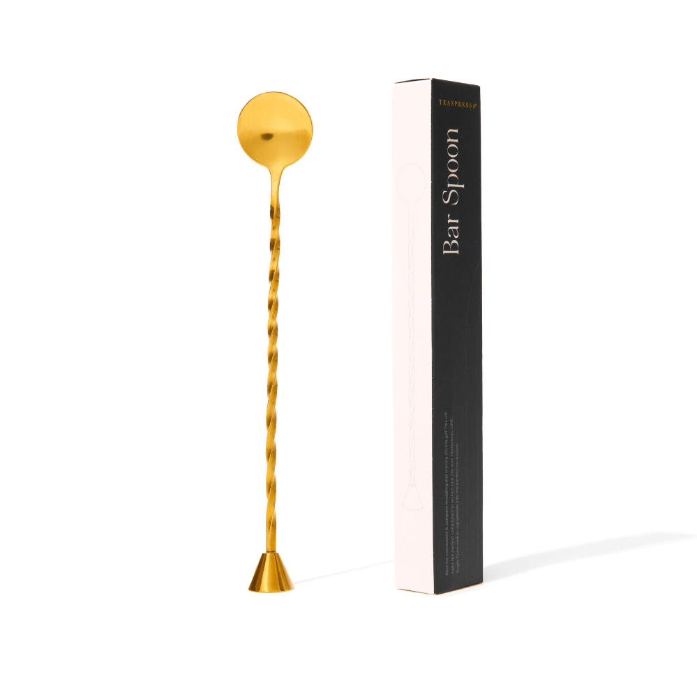 shiny gold Bar Spoon and Muddler for Mixology for wholesale on Faire1