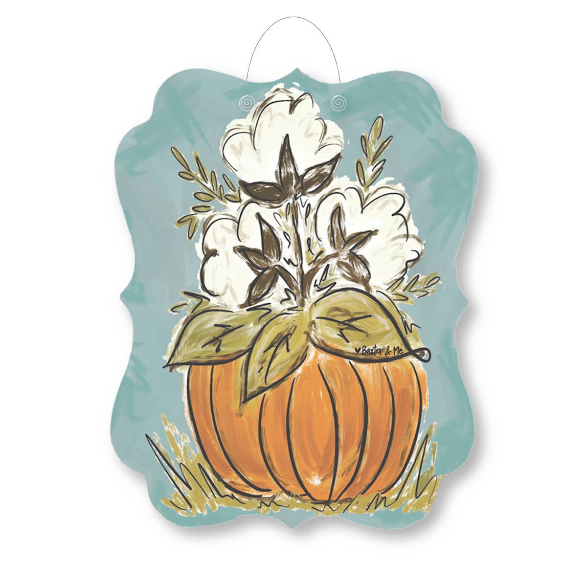 Baxter & Me - Wholesale Door Hanger - Cotton Pumpkin Door Hanger1