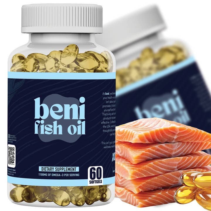 beni - Wholesale Oral Supplement/Vitamin - beni Fish Oil Softgels -1100mg Omega-3 – 60 Count Bottle