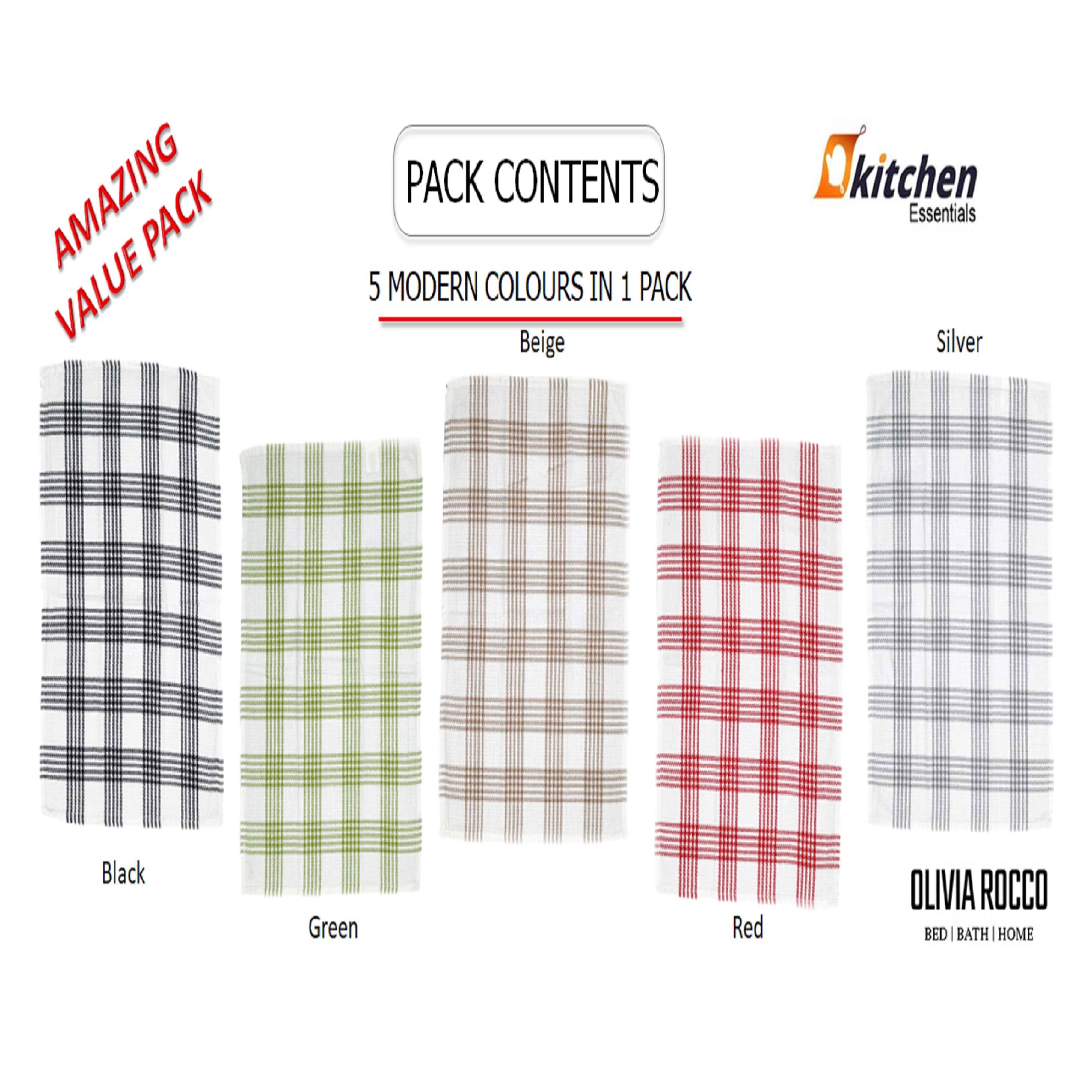 ASSORTED Pack of 5 Houndstooth Tea Towels for wholesale on Faire6