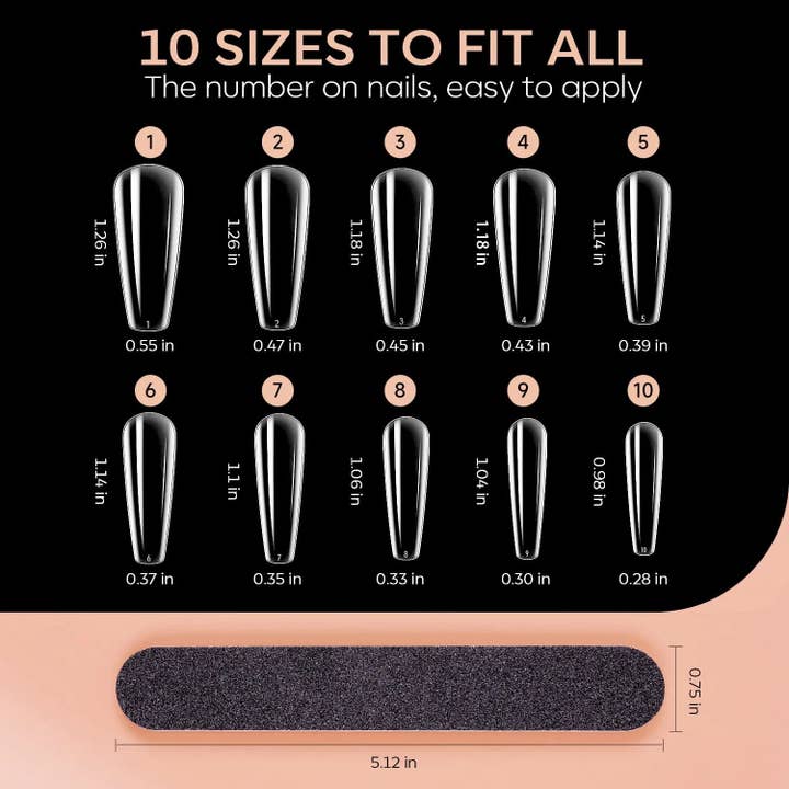 Modelones - Wholesale Press-On/Fake Nails - 200Pcs Clear Coffin Full Cover Nail Tips