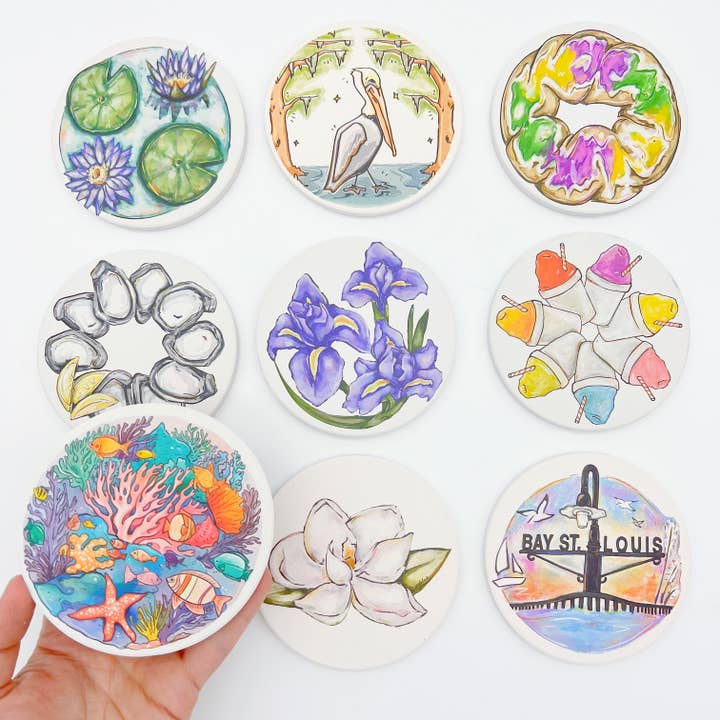 Home Malone - Wholesale Coasters - Magnolia Coaster - Southern Floral Absorbable Stone Coaster