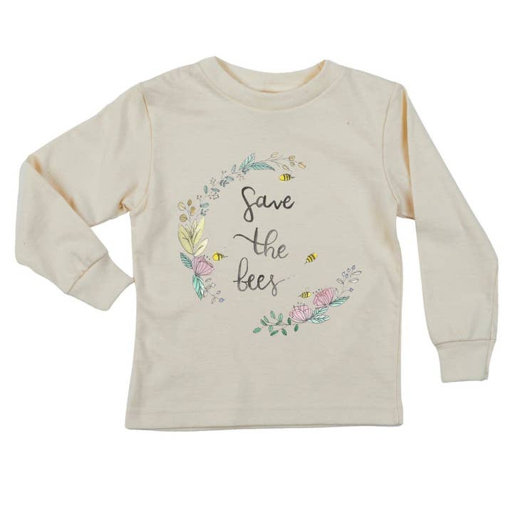Camiseta orgânica de manga comprida “Save The Bees” por atacado de House Of Luna