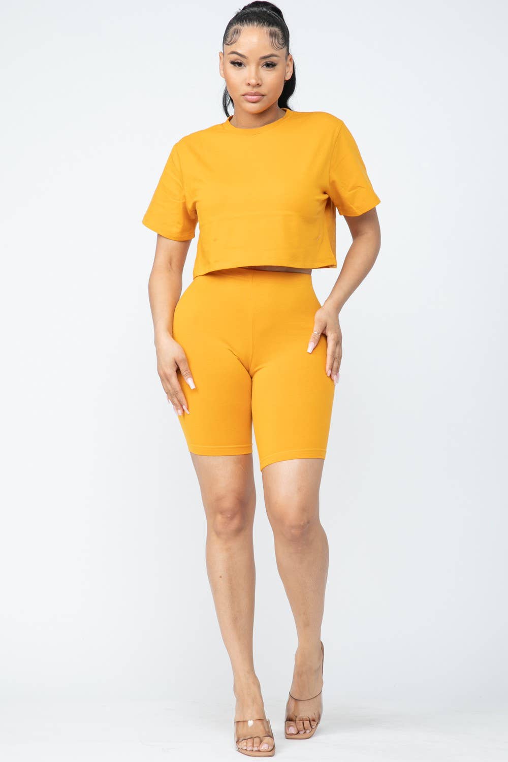 Boswell - Wholesale Top & Short Set (NOT Loungewear) - Women's - Biker Short Set With Short Sleeve Crop16