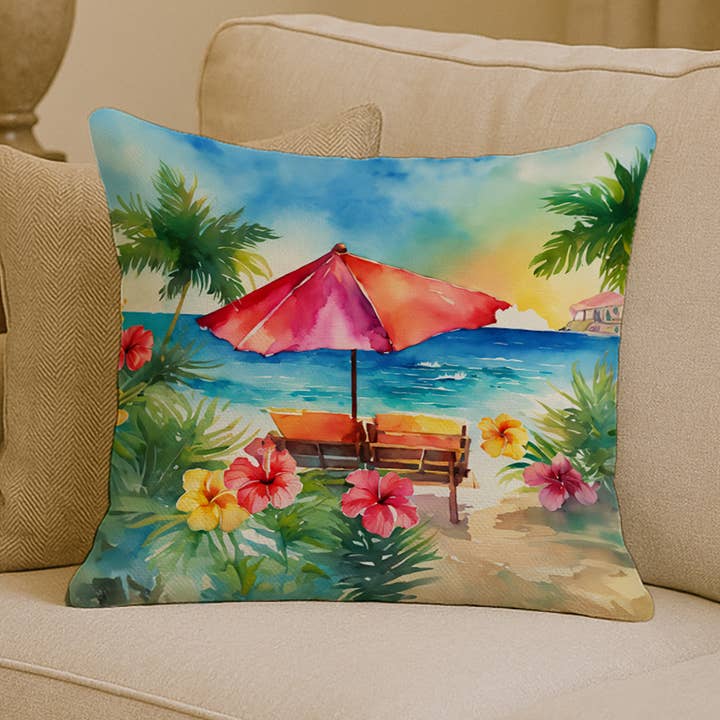 Coussin Aquarelle Hibiscus Hawaïen d'Hawaï 14x14 DAC1643 pour la vente par Caroline's Treasures