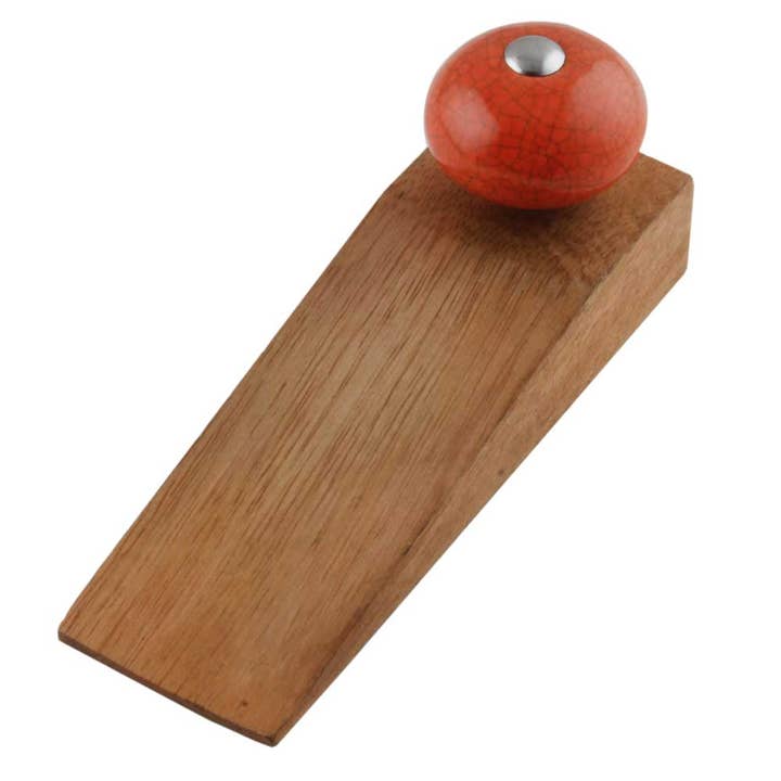 12 Piece Wood Crackle Outdoor Door Stopper Orange for wholesale by Daana Paani LLC