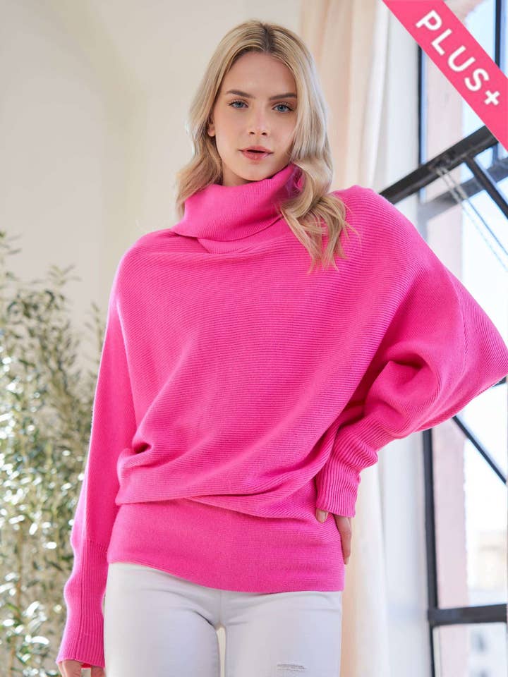 PLUS SOLIDES, LOCKER SITZENDES STRICKPULLOVEROBERTEIL MIT ROLLKRAGEN für den Großhandel von Davi & Dani