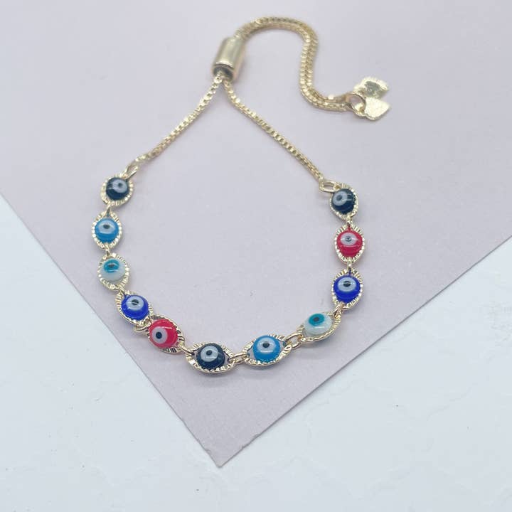 18k GF Farverig Ondt Øje Justerbart Armbånd for engroshandel hos Milie