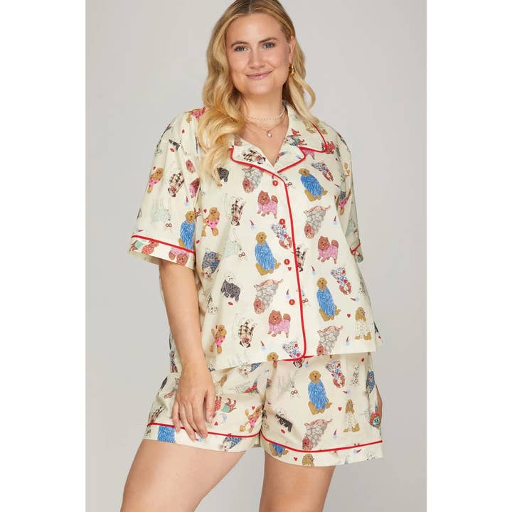 SET PIGIAMA IN TESSUTO STAMPATO PLUS per la vendita all'ingrosso da parte di STYLE USA