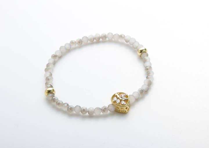 Pulseira com elástico e pedras de vidro facetadas por atacado de Accessoires by KHB