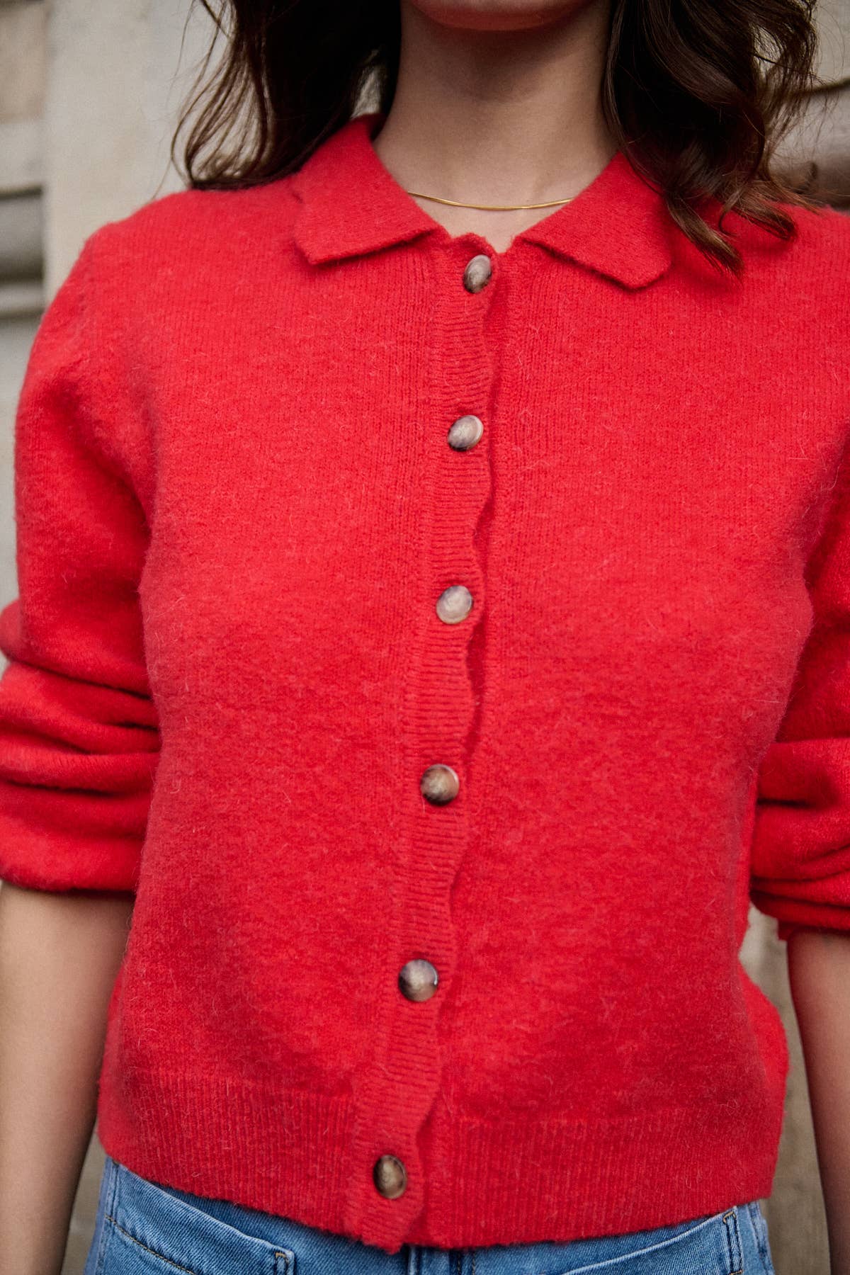 Nathael Paris – Cardigan - Mulher por atacado – Cardigã de alpaca e lã com gola festonada3