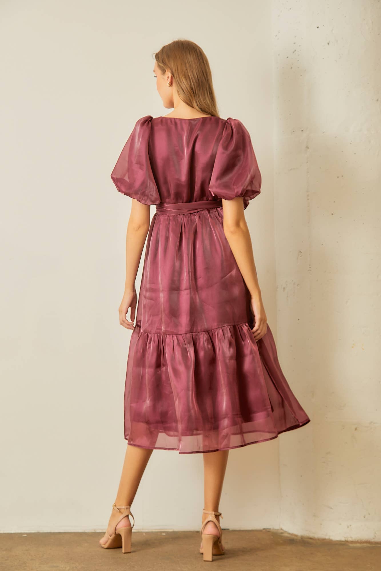 Polagram by Wellmade USA - Wholesale Dress - Women's - WRAP TEIRED MIDI DRESS3