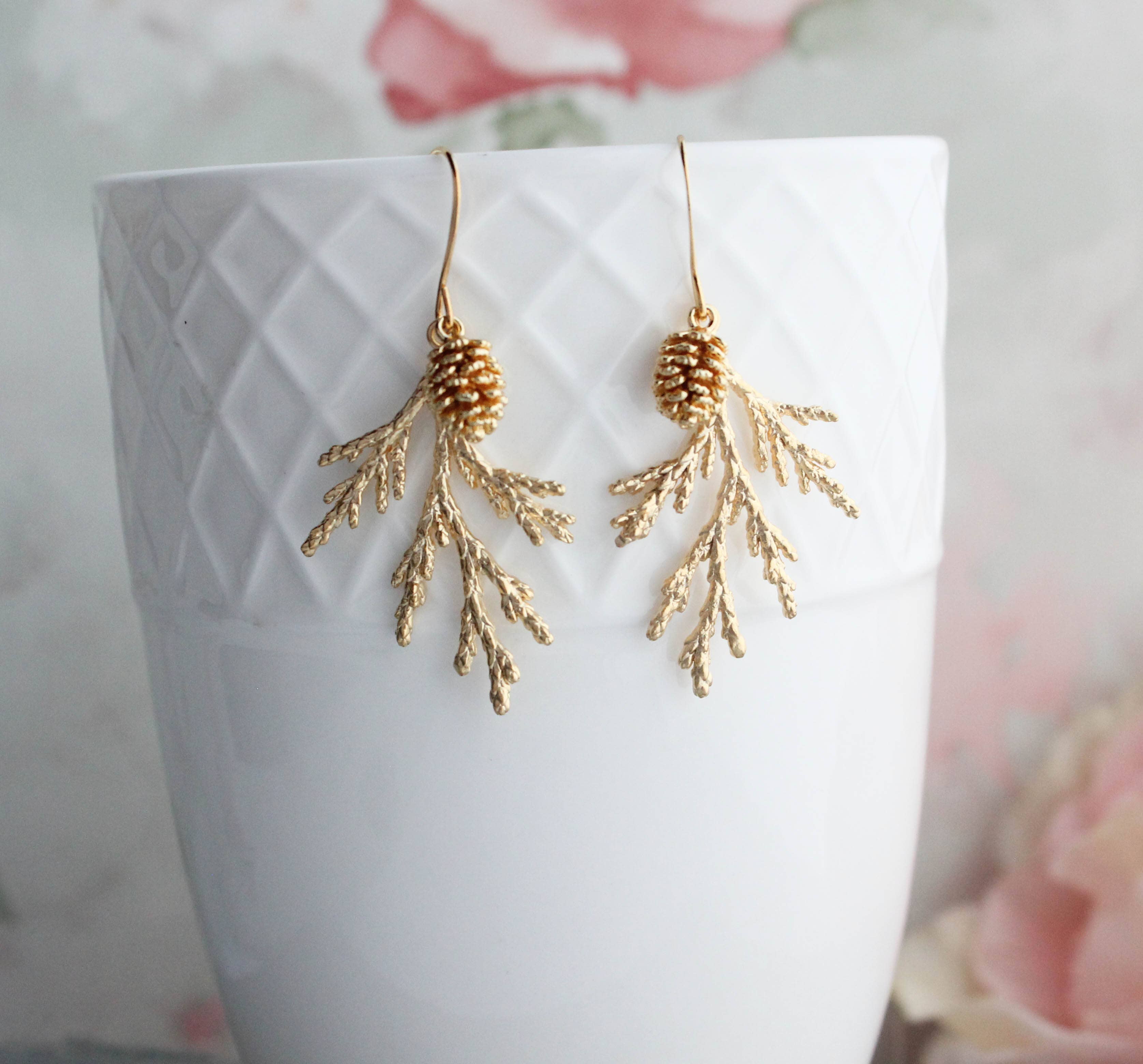 A Pocket of Posies - Wholesale Dangle Earrings - Cedar Earrings | Branch Earrings | Unique Gold Earrings10