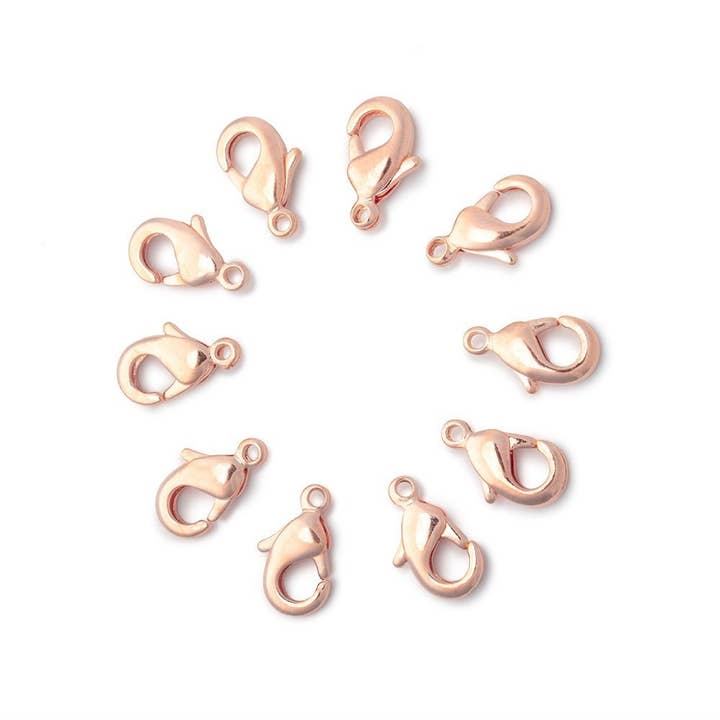 10mm Rose Gold plated Lobster Clasp Set of 10 for wholesale by The Bead Traders