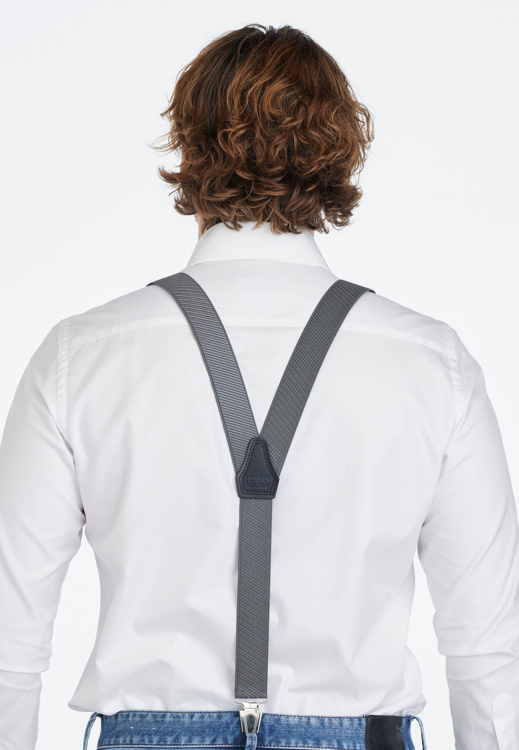 Pierre Mouton - Vente Ceinture – unisexe - Bretelles Monaco gris foncé 3 agrafes/140 cm | Fait main2
